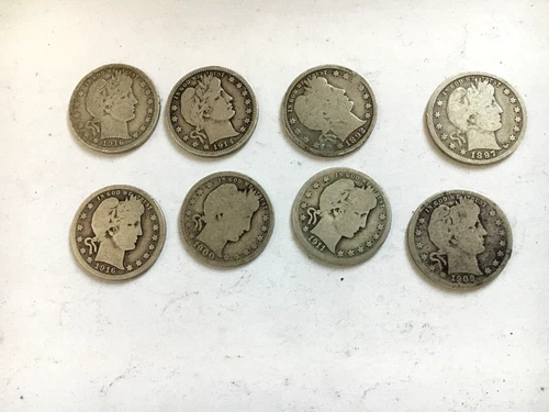 Barber Quarter 8 Coin Lot