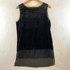 Whimsigoth Crushed Velvet Sleeveless Top Sz M Black Chiffon Trim Fairy Grunge