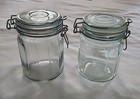 2 Vintage 5-3/4” Tall 12 Panel Glass Clear Glass Jar with Wire Bail and Gasket — photo 1