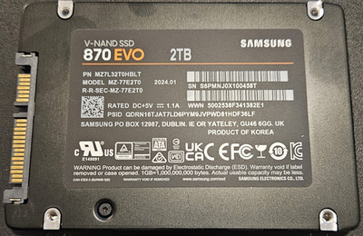 Samsung 870 EVO 2TB SSD 2.5 Inch SATA III MZ-77E2T0 | 98% Health | Fast 2TB