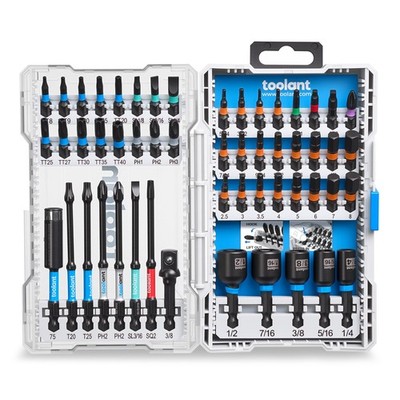 52PCS Impact Driver Bit Set S2 Steel Magnetic Hex Torx Phillips Tool Kit Black