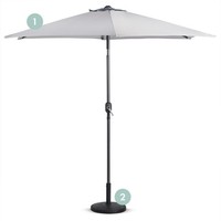 VonHaus Parasol Umbrella 2.7M & Base, Garden Parasol with Crank & Tilt Function
