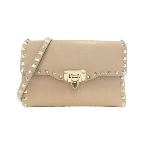 Valentino Garavani Rockstud QW0B0181VSH Shoulder Bag POWDER GOLD Leather Beige