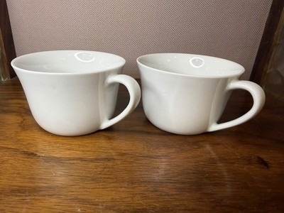 Alessi ''KU'' Coffee Mugs Set of 2 White Bone China Toyo Ito Design 2006 Italy