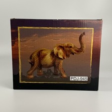 Wood Look Elephant Statue Figurine 9 Inch Wildlife Animal Decoration New