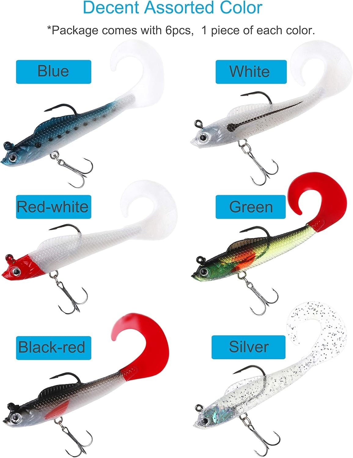 Saltwater & Freshwater Fishing: 6 Color Jig Head Soft Swimbaits for All Species - Image 8