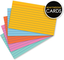 3x5 Ruled Colored Index Cards 100Ct Pack Study Flash Cards School Office