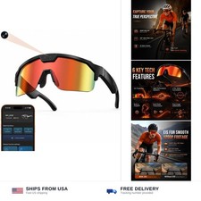 Smart Glasses 32MP Camera 1200P Video EIS Cycling Hiking Sports Orange