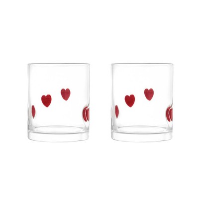 Thyme & Table 12 fl oz Red Hearts Charm Drinking Glasses, Set of 2