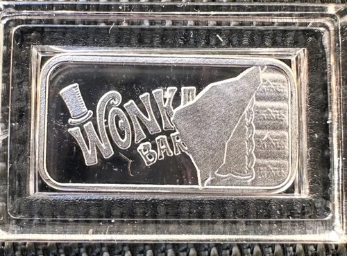 "WONKA" 1 Gram Silver Bar - 999 Silver Bullion Bar In Capsule (S3 Chocolate Bar)