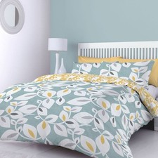 Catherine Lansfield Inga Leaf Easy Care Reversible Duvet Cover Set