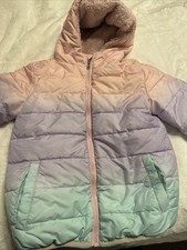 Toddler Girl 5T 2 In 1 Purple Heart Winter Jacket snow w/ Hood Pink, Purple Teal