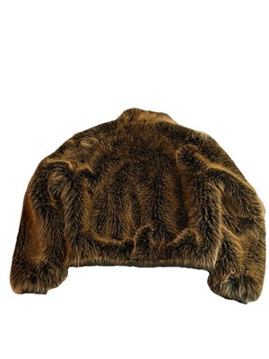 JADED LONDON MENS FAUX FUR JACKET BROWN BLACK Size L NEW WITH TAGS