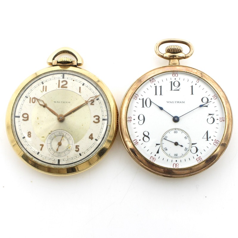 1917-1937 Waltham 12s 7j-17j 43mm Subdials Men's Pocket Watch Lot of 2 #WB5780-2
