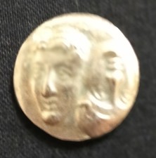 MONEDA GRIEGA O ROMANA CABEZA INVERTIDA AGUILA BAÑO DE PLATA