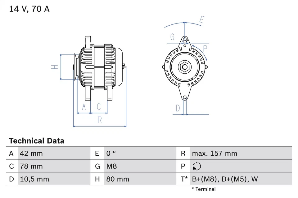 Alternator fits NISSAN CABSTAR TL0 3.0D 98 to 06 BD-30Ti Bosch 2310069T60 - Image 2 of 4