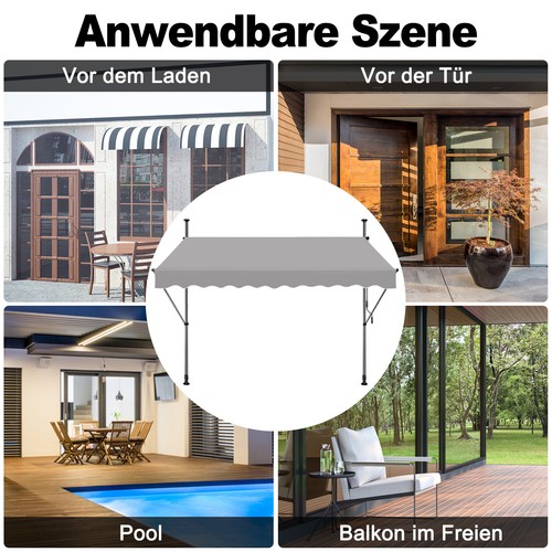 Alu Markise Balkonmarkise Klemmmarkise Garten Sonnenschutz einziehbar 350x120 cm - Bild 8 von 12