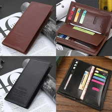 Slim Leather Wallet Man Bifold Card Holder Checkbook Clutch Purse Handbag Gift