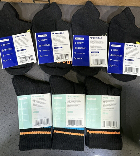 Bombas Unisex Youth Kids Socks Honeycomb Arch XS Child Lot of 7 Pairs Ankle Crew - Picture 2 of 4