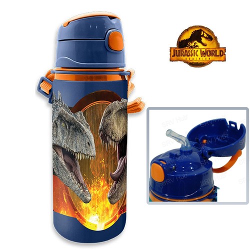 Kids 600ml Aluminium Water Bottle, Carry Strap, Push Button Back-to-School Flask - Picture 59 of 99