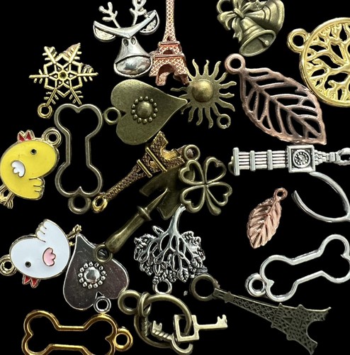 50pcs Assorted Charms Mixed Lot Pendants Custom Metal Jewellery DIY Scrapbooking - Picture 11 of 14