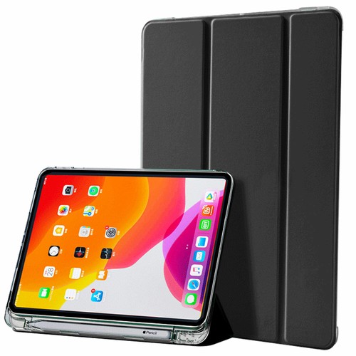 For Pro 12.9 11/10.2/Air/mini Slim iPad Soft Clear Cover Leather Pen Holder Case - Picture 14 of 20