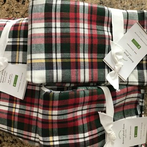 Pottery Barn Denver Plaid Duvet Cover Set Ivory Red Queen 2