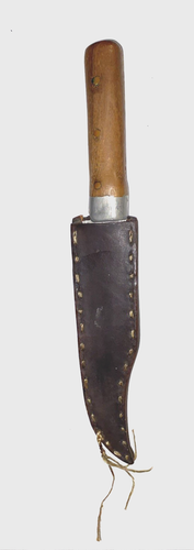 VINTAGE HANDMADE BOWIE KNIFE w/LEATHER & BRASS SHEATH - Picture 8 of 8