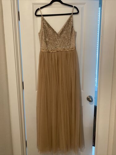 BHLDN Anthropologie Avery Maxikleid Pailletten und Tüll Gr. 12 - Bild 2 von 8