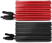TEMCo 8 AWG Solar Panel Extension MC4 PV Cable - 150 Ft Black + 150 Ft Red USA