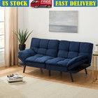 Memory Foam Futon Sofa W/ 72" Living Room Sturdy Versatile Home Soft Blue New