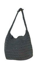 Lina Crochet Handbag Blue Gray Braided Shoulder Strap Hobo Bag Lined Purse .
