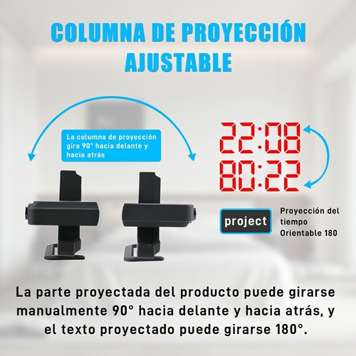 Projection Alarm Clock Projector 7.5” Mirror Digital LED Display FM USB Humidity - Picture 7 of 15
