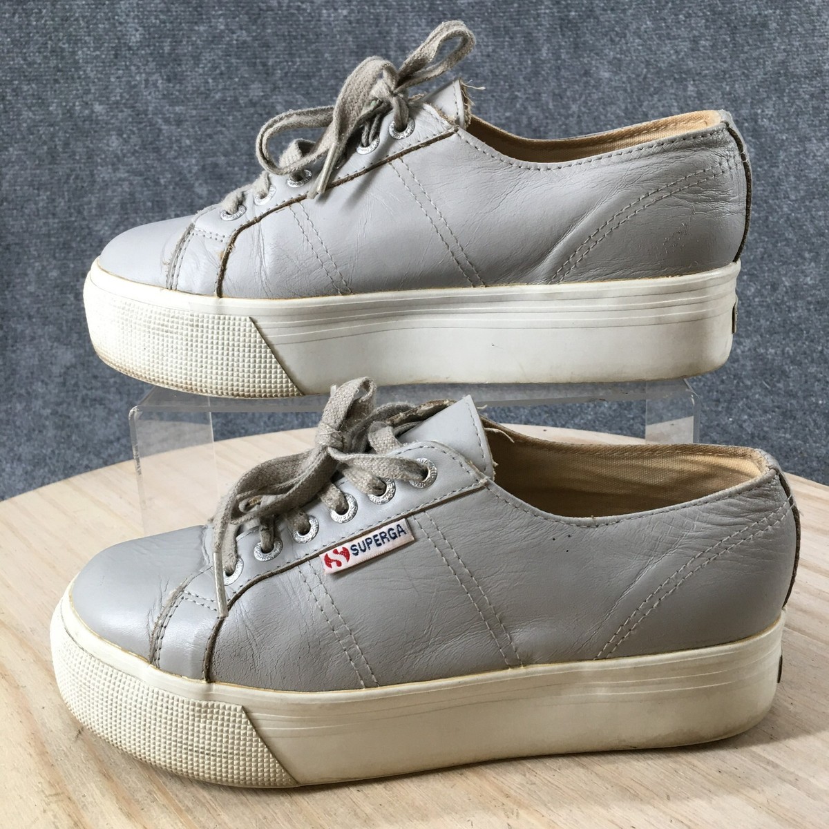 Superga Shoes Mens 6.5 Womens 8 Platform Sneakers Gray
