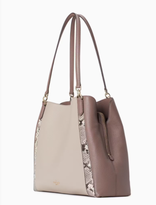 Kate Spade WKRU7020 Jackson XL Beige Colorblock Shoulder Bag W