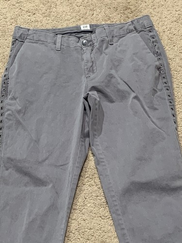 Gap Damen Hose Größe 2 Grau Girlfriend Chino Verzierte Seitendetails Freizeit - Bild 5 von 17