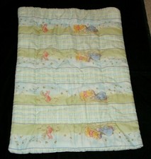 Winnie the Pooh Piglet Eeyore Crib Blanket Comforter Quilt Blue Green Dandelion