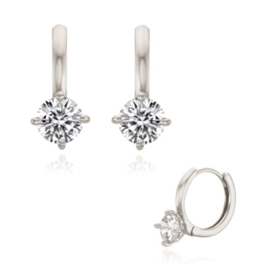 ◆STONEHENgE◆ Silver Link One Touch Earrings StoneHenge Silver One Touch Earrings SC1673 Silver 925 Cubic