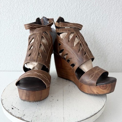 NEU Lane Stiefel BECCA Damen braun Keilabsatz Größe 7 Westernsandalen Cowgirl Leder - Bild 12 von 12