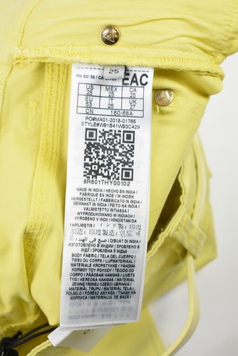 GUESS 1981 Skinny Hohe Hosen Damen W25 Sehr Dehnbar Gelb Mit Gürtel - Bild 5 von 9