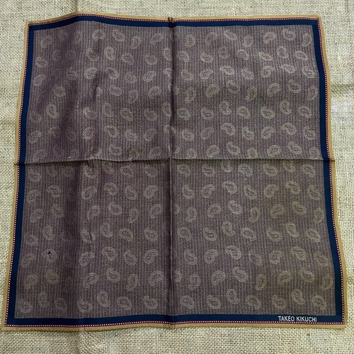 GOLD PAISLEYS BROWN STRIPED CLASSIC ART MEN HANDKERCHIEF COTTON POCKET SQUARE18" - Picture 3 of 3