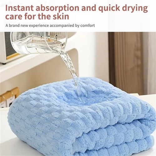 Coral Velvet Bath Towel- Cloud Check Design for Supreme Softness & Absorbency US - Picture 8 of 15