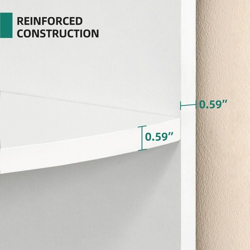 Modern Bookcase Bookshelf 5-Tier Corner Shelf 71" Tall Open Storage Rack, White - Picture 7 of 9