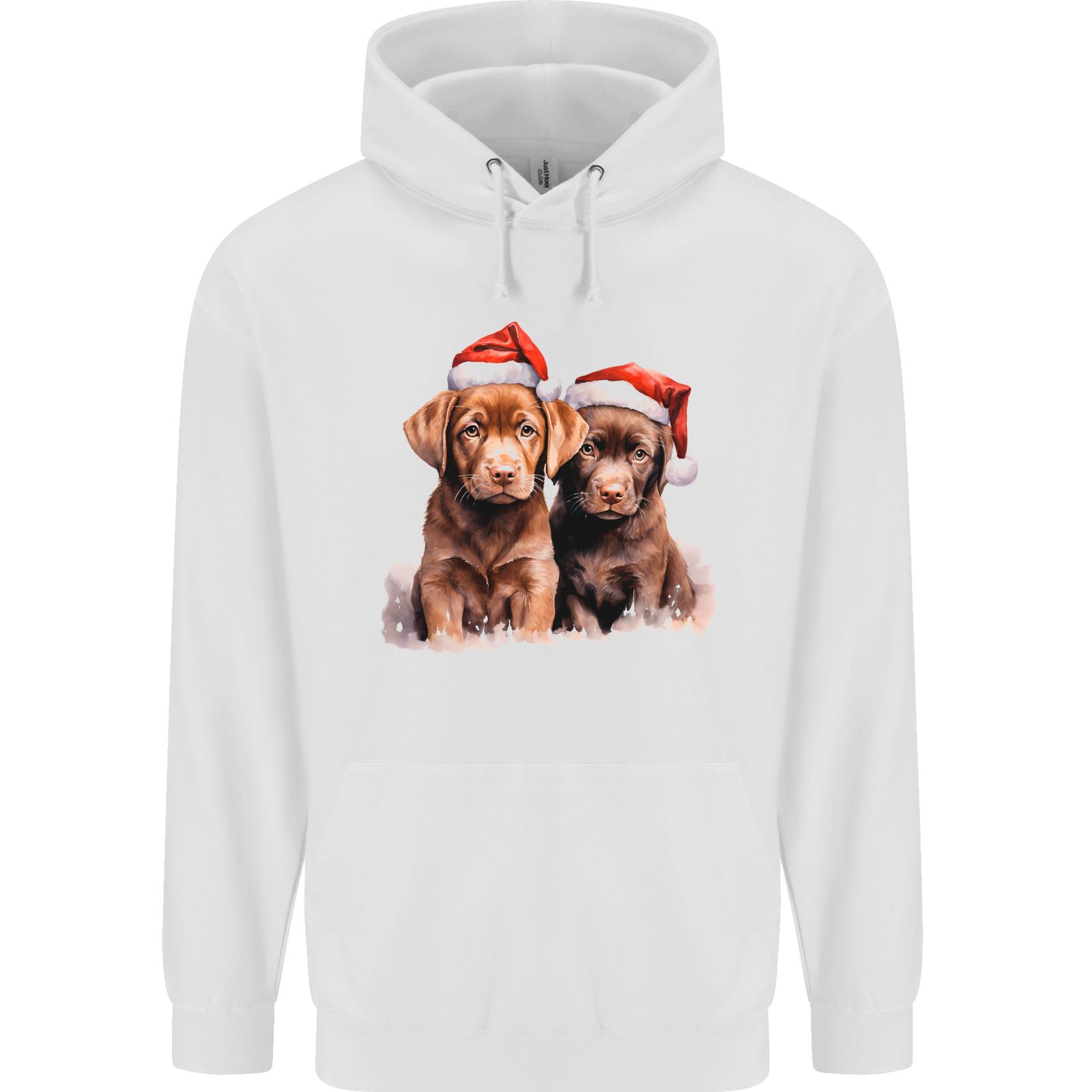 Chocolate Labrador Christmas Puppies Xmas Mens 80% Cotton Hoodie