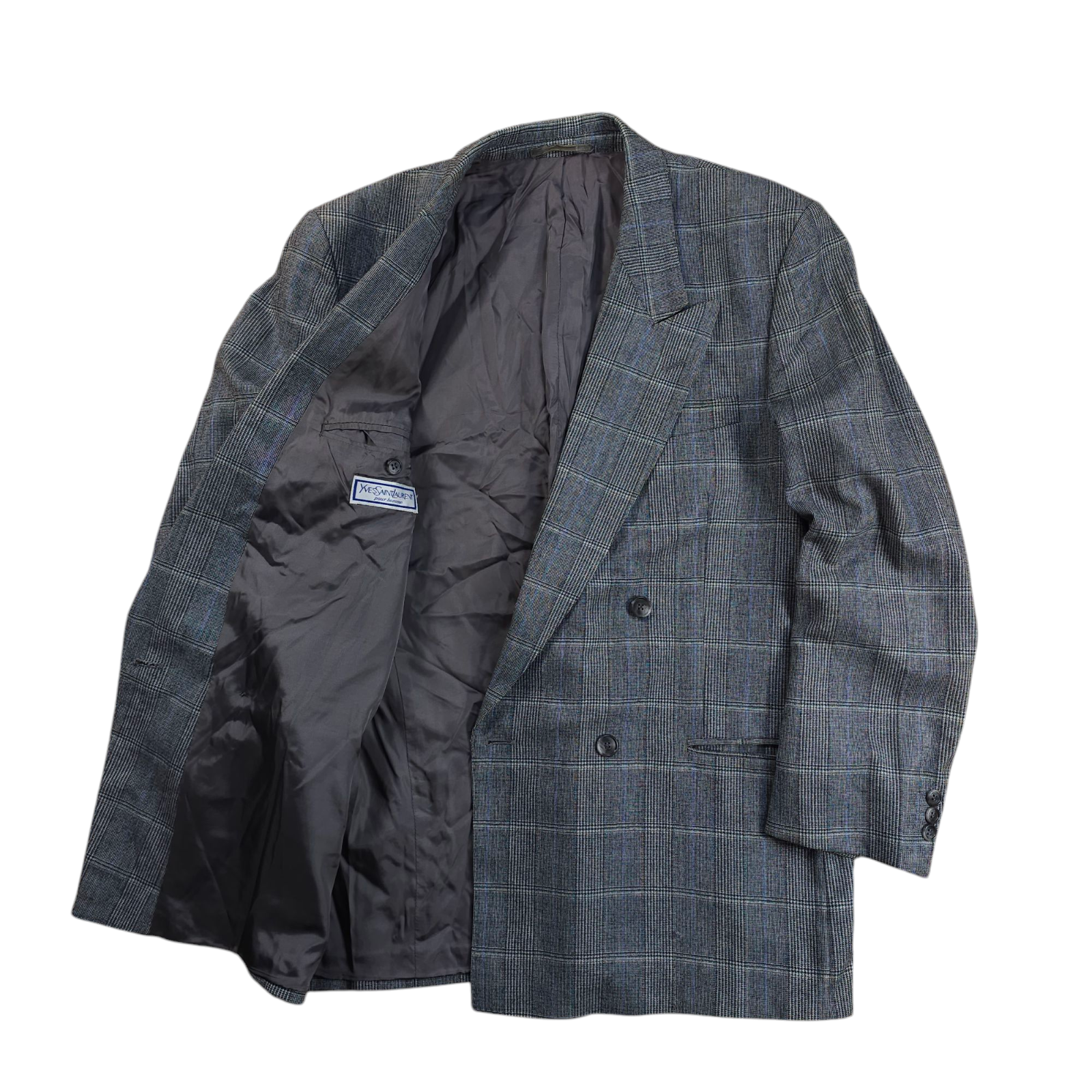 Blazer lana Yves Saint Laurent doppiopetto giacca quadri quadri uomo 40