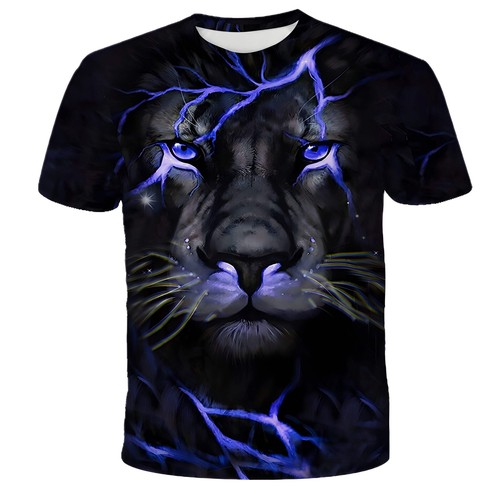 3D Printed Cartoon Lion Short Sleeve T-Shirt for Men and Women, Loose Fit Casual - Picture 16 of 26