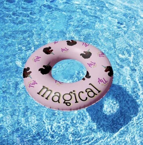 Afro Unicorn 39-Inch "Magical" Unicorn Inflatable Swim Ring Pool Float (PINK) - Picture 3 of 5
