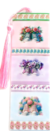 SUMMERS HERE FOR SHOES/SNEAKER/TENNIS SHOES UNIQUE EXQUISITE LAMINATED BOOKMARK - Picture 1 of 1