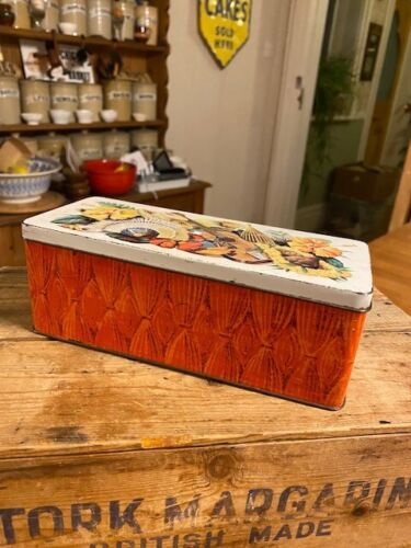 Vintage Long Rectangular Crackers / Biscuits Tin – Mexican Theme – Flowers etc - Picture 3 of 7