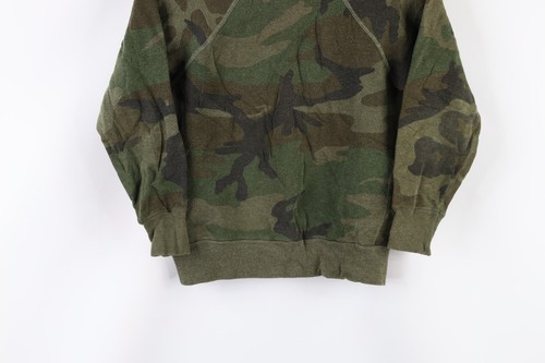 Vintage 60s Streetwear Boys Medium Faded Camouflage Crewneck Sweatshirt USA - Picture 3 of 9